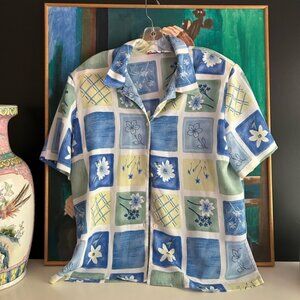 Alia Blue and Yellow Floral Patchwork Shirt 16P